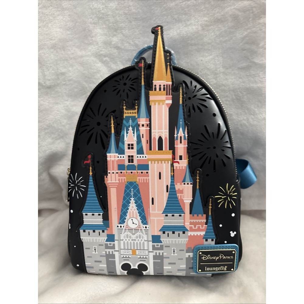 NWT Loungefly Disney Parks light Up Fireworks Cinderella Castle Backpack WOW! - Picture 6 of 11